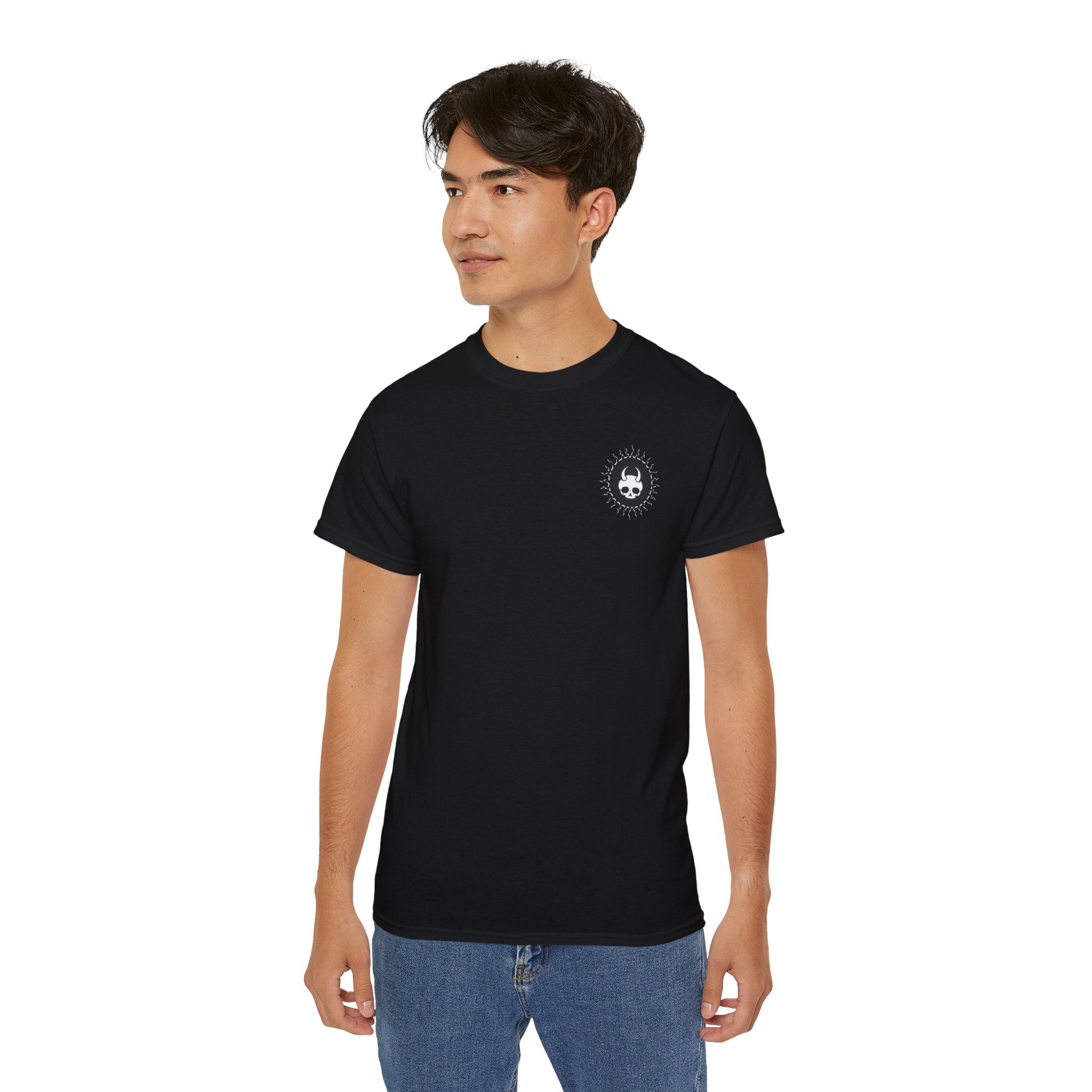 Live Among Demons - Unisex Cotton Tee (Back) - Damned Threads